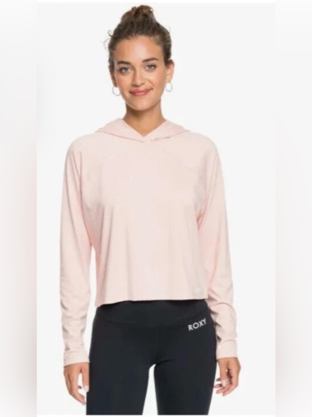 Roxy Cropped Hoodie Surf Athleisure Pale Pink size S